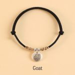 Buddha Stones Handmade 999 Sterling Silver Year of the Dragon Cute Chinese Zodiac Luck Braided Bracelet Bracelet BS Black Rope Goat(Wrist Circumference 14-17cm)