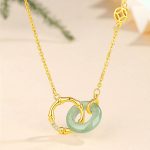 Buddha Stones 925 Sterling Silver Natural Green Aventurine Peace Buckle Bamboo Coin Prosperity Necklace Pendant Necklace BS Green Aventurine