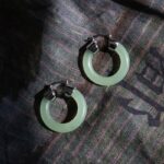 Buddha Stones Round Jade White Jade Prosperity Earrings Earrings BS 1