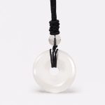 Buddha Stones Lucky Coin Pendant Healing Crystal Gemstone Necklace Necklaces & Pendants BS White Crystal