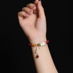 Buddha Stones Year of the Rabbit Cinnabar Hetian Jade Bunny Beaded Blessing Bracelet Bracelet BS 2