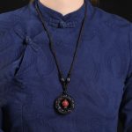 Buddha Stones FengShui Natural Rainbow Obsidian PiXiu Cinnabar Healing Necklace Pendant Necklaces & Pendants BS 2