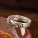 Buddha Stones 999 Sterling Silver Lotus Peony Flower Enlightenment Ring Ring BS 3