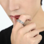 Buddha Stones Tibetan Om Mani Padme Hum PiXiu Engraved Wealth Luck Rotatable Ring Ring BS 6