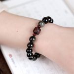 Buddha Stones Natural Gold Sheen Obsidian Rainbow Obsidian Om Mani Padme Hum Fu Character Healing Bracelet Bracelet BS 10mm Gold Sheen Obsidian&Auspicious Clouds (Wrist Circumference 14-16cm)