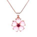 Buddha Stones Pink Crystal Love Heart Flower Soothing Necklace Pendant Necklaces & Pendants BS 4