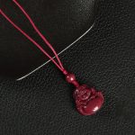 Buddha Stones Laughing Buddha Cinnabar Blessing Necklace Pendant Phone Hanging Decoration Key Chain Necklaces & Pendants BS Phone Hanging Decoration Red
