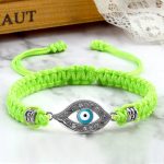 Buddha Stones Evil Eye Keep Away Evil Spirits String Bracelet Bracelet BS Light Green Light Blue Evil Eye Silver Border