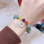 Buddha Stones Jade Red Agate Peace Buckle Charm Confidence Bracelet 16