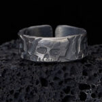 Buddha Stones 999 Sterling Silver Skeleton Pattern Handmade Blessing Ring Ring BS US15