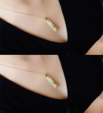 Buddha Stones White Jade Cyan Jade Bamboo Protection Necklace Pendant Necklaces & Pendants BS 8