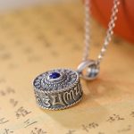 Buddha Stones 925 Sterling Silver Om Mani Padme Hum Lazurite Love Peace Necklace Pendant Necklaces & Pendants BS 3