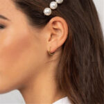 Buddha Stones Round Lotus Flower Pattern Luck Hoop Earrings Earrings BS 1