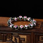 Buddha Stones Gold Swallowing Beast Family Pink Love Heart Luminous Fluorescent Liuli Glass Bead Bracelet Bracelet BS Black Simple Version