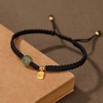 Buddha Stones 925 Sterling Silver Hetian Jade Blessing Wealth Red String Bracelet Bracelet BS 11