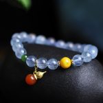 Buddha Stones Aquamarine Red Agate Peace Gourd Charm Bracelet Bracelet BS 8