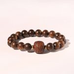 Buddha Stones Rosewood Auspicious Clouds Totem Fu Character Bamboo Pattern Warmth Bracelet Bracelet BS Auspicious Clouds(Wrist Circumference 14-16cm)
