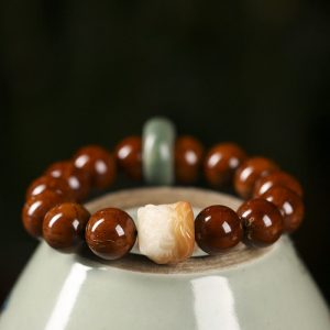 Buddha Stones Purple Bodhi Seed Dancing Lion Wisdom Bracelet Bracelet BS Bodhi Seed&Gradient Dancing Lion(Wrist Circumference 15-17cm)