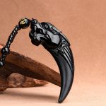 Buddha Stones Natural Black Jade Chinese Zodiac Dragon Tooth Pattern Protection Necklace Pendant Necklaces & Pendants BS 2