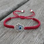 Buddha Stones Handmade Hamsa Symbol Protection Luck String Bracelet Bracelet BS DarkRed(Bracelet Size 16-24cm)