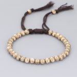 Buddha Stones Tibetan Handmade Copper Bead Luck String Bracelet Bracelet BS Brown(Wrist Circumference 14-26cm)