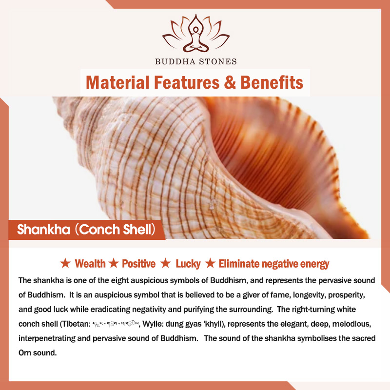 Buddha Stones Tibetan Handmade Shankha Om Mani Padme Hum Buddha Conch Shell Lucky Decoration Decorations BS 1
