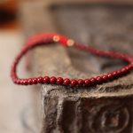 Buddha Stones Natural Cinnabar Blessing Red String Braided Bracelet Anklet Bracelet Anklet BS Anklet(Anklet Circumference 20-28cm)