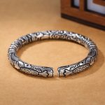 Buddha Stones Dragon Head Carved Luck Bracelet Bangle Bracelet BS 5