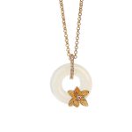 Buddha Stones 925 Sterling Silver Hetian Jade Peace Buckle Flower Luck Necklace Pendant 4