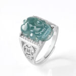 Buddha Stones 925 Sterling Silver Fengshui Wealth Prosperity Jade PiXiu Luck Ring Ring BS Men