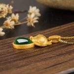 Buddha Stones Green Chalcedony Fox Pattern Courage Necklace Pendant Necklaces & Pendants BS 5