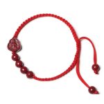 Buddhastoneshop Laughing Buddha Avalokitesvara Cinnabar Blessing String Bracelet