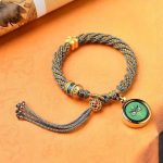 Buddha Stones Tibet Handmade Five God Of Wealth Luck Thangka Amulet Prayer Wheel Flower Charm Weave String Bracelet Bracelet BS Blue Yellow(Wrist Circumference 14-19cm)