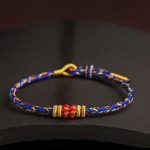 Buddha Stones Handmade Colorful Rope King Kong Knot Braided Luck Bracelet Bracelet BS Blue Multicolored (Wrist Circumference 15-18cm)