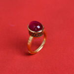 Buddha Stones 925 Sterling Silver Red Corundum Courage Ring Rings BS Red Corundum&Leaf