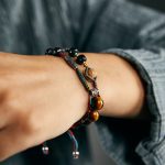 Buddha Stones 925 Sterling Silver Tiger's Eye Bodhi Seed Handmade Courage Bracelet Bracelet BS 8