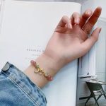 Buddha Stones Strawberry Quartz Moonstone Moon Star Love Bracelet Bracelet BS 9