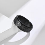 Buddha Stones  Triangle Knot Triquetra Titanium Steel Calm Rotatable Ring Ring BS 7