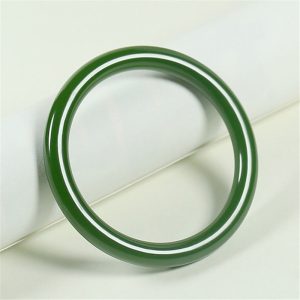 Buddha Stones Cyan Jade Longevity Blessing Bangle Bracelet Bracelet BS 64mm