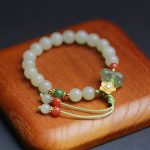 Buddha Stones 925 Sterling Silver Jade Luck Flower Butterfly Bracelet Bracelet BS Jade (Prosperity ♥ Abundance)