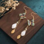 Buddha Stones FengShui White Jade Fortune Earrings Earrings BS 2