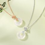 Buddha Stones 925 Sterling Silver Ginkgo Leaf Butterfly Rose Chalcedony Hetian Jade Peace Buckle Fu Character Harmony Necklace Pendant Necklaces & Pendants BS 1