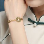 Buddha Stones Round Jade Peace Buckle Gourd Fu Character Auspicious Prosperity Chain Bracelet Bracelet BS 7