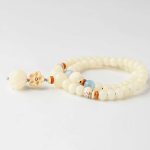 Buddha Stones Tibetan White Jade Bodhi Lotus Blessing Bracelet Bracelet BS 9