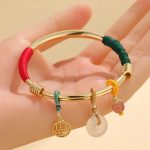 Buddha Stones Pink Crystal Peace Buckle Lucky Flower Love Bracelet Bangle Bracelet Bangle BS 2