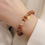 Buddha Stones Sandalwood Cat's Eye Fu Character Charm Protection Bracelet Bracelet BS 5