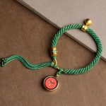 Buddha Stones Tibetan Five God Of Wealth Thangka Luck Prayer Wheel Bell Braid String Bracelet Bracelet BS Red God of Wealth(Wrist Circumference 14-19cm)