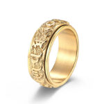 Buddha Stones Om Mani Padme Hum Balance Calm Titanium Steel Ring Rings BS 4