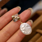Buddha Stones 925 Sterling Silver Posts Copper Plated Gold Natural Baroque Pearl Healing Drop Earrings 9