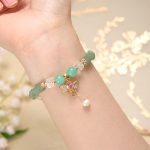 Buddha Stones Amethyst Green Aventurine Strawberry Quartz Positive Elephant Charm Bracelet 18